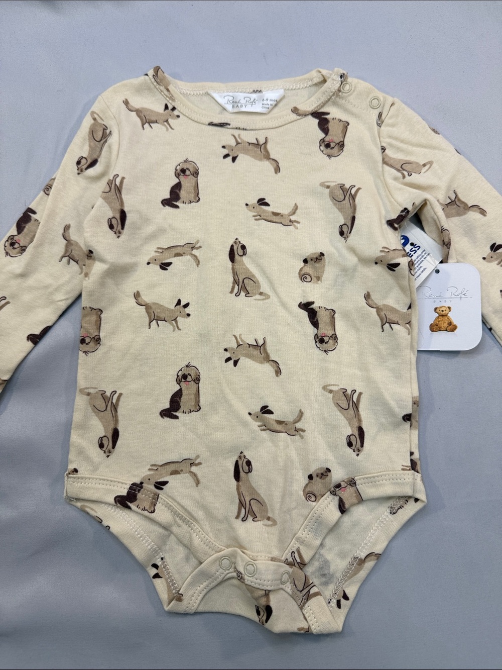 Kissy Kissy Cream Puppy Pattern Long-Sleeve One-Piece